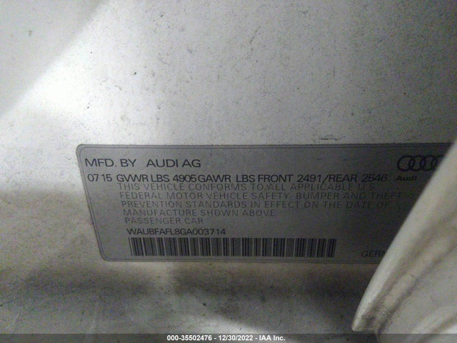 WAUBFAFL8GA003714 Audi A4 PREMIUM
