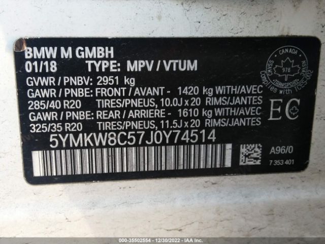5YMKW8C57J0Y74514 BMW X6 M