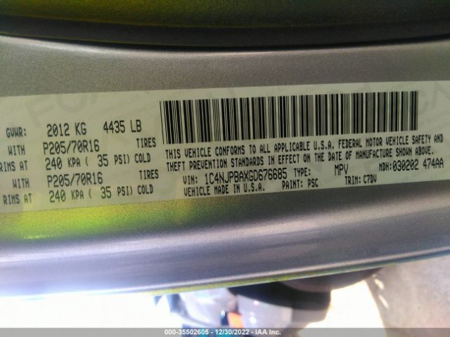 1C4NJPBAXGD676685 Jeep Patriot Sport