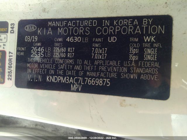 KNDPM3AC7L7669875 KIA Sportage Lx