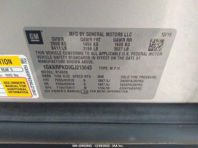 GMC ACADIA SLE 2016 1GKKRPKD9GJ213643 Image 9