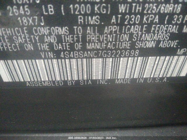 4S4BSANC7G3223698 Subaru Outback 2.5i Limited