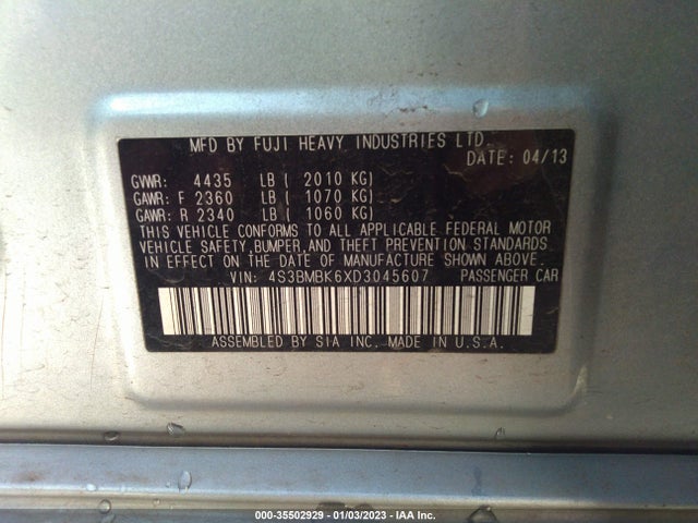 Subaru Legacy 2.5i Limited 2013 4S3BMBK6XD3045607 Image 10