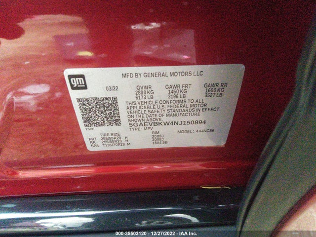 2022 Buick Enclave, VIN: 5GAEVBKW4NJ150894