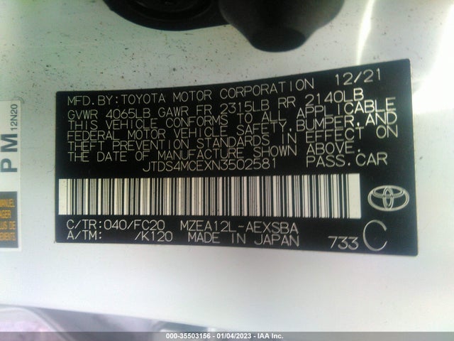 Toyota COROLLA SE 2022 JTDS4MCEXN3502581 Image 9