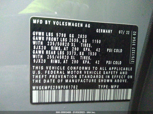 2022 Volkswagen ID.4, VIN: WVGKMPE29NP061762