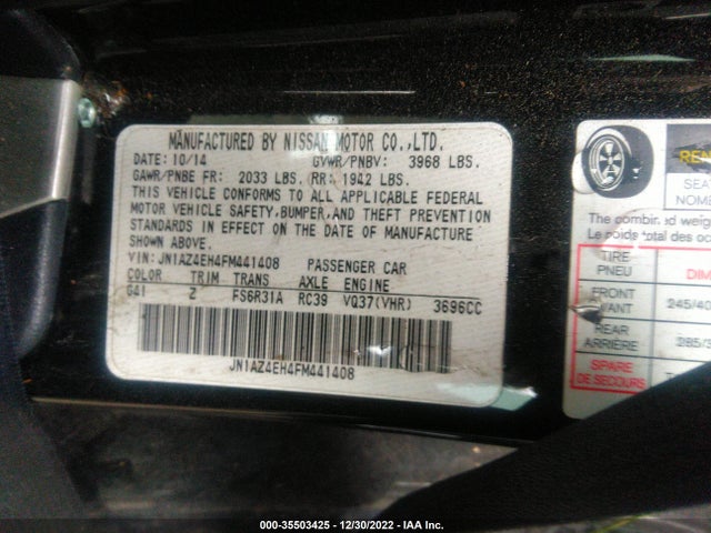 2015 Nissan Z, VIN: JN1AZ4EH4FM441408