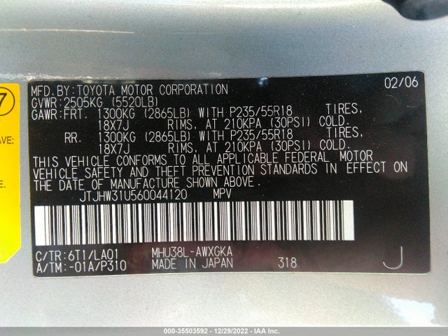 Lexus RX 400H 2006 JTJHW31U560044120 Image 10