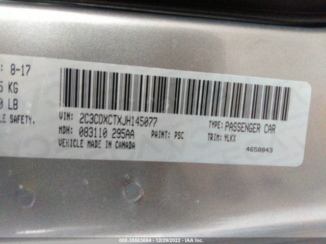 Dodge Charger Daytona 2018 2C3CDXCTXJH145077 Image 9
