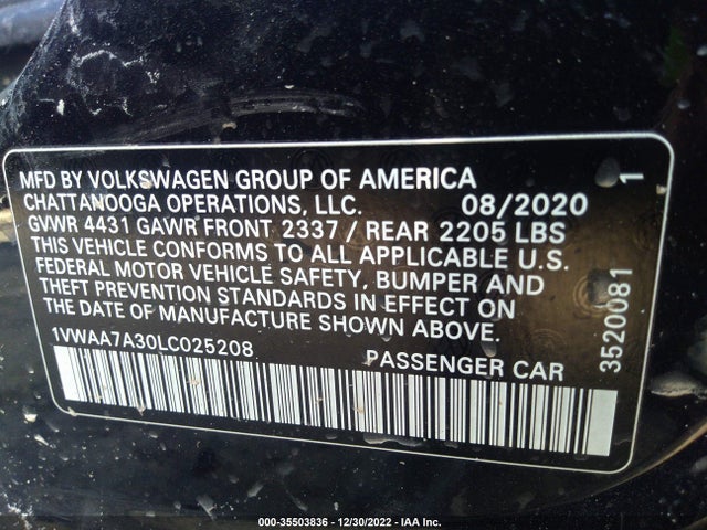 1VWAA7A30LC025208 Volkswagen Passat 2.0t S