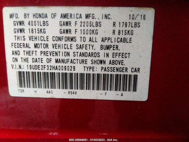 Acura ILX 2017 19UDE2F32HA009029 Image 10