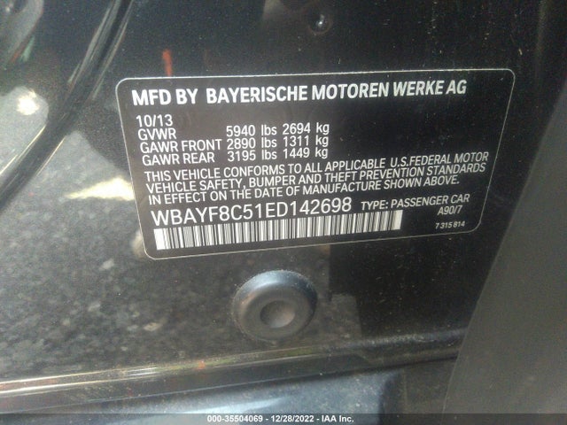 BMW 7 Series 750li Xdrive 2014 WBAYF8C51ED142698 Image 9