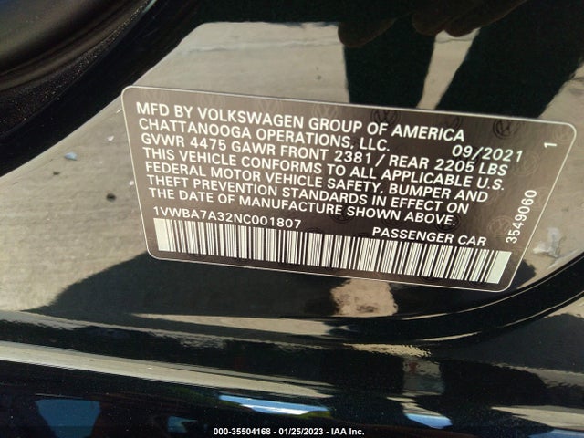 1VWBA7A32NC001807 Volkswagen Passat 2.0t Limited Edition