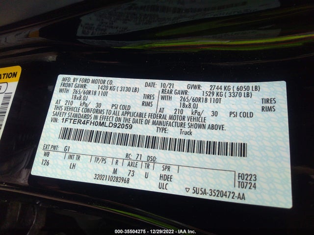 1FTER4FH0MLD92059 Ford Ranger Xl/xlt/lariat