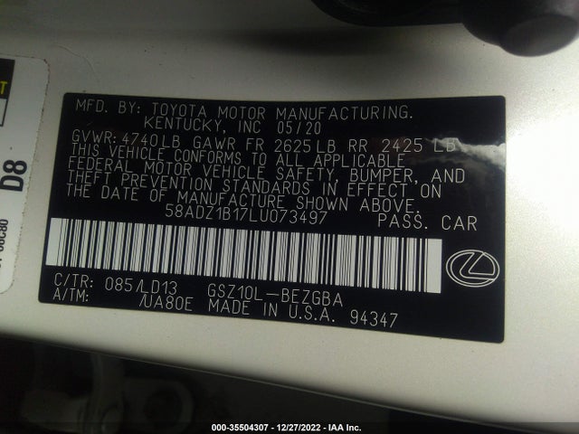 2020 Lexus ES, VIN: 58ADZ1B17LU073497