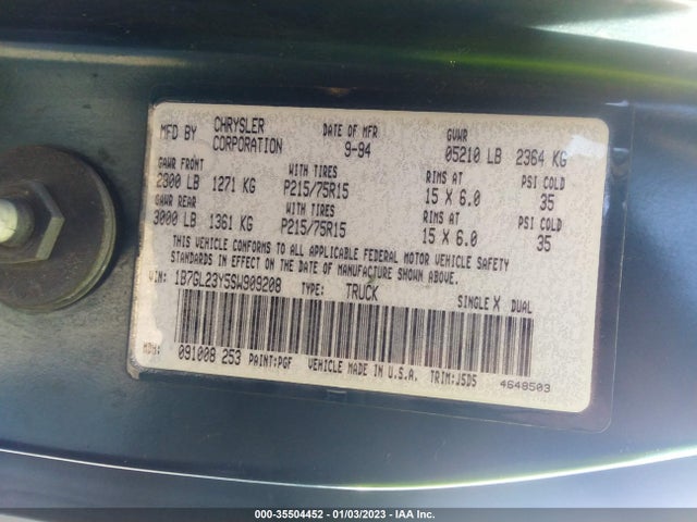 Dodge Dakota 1995 1B7GL23Y5SW909208 Image 10
