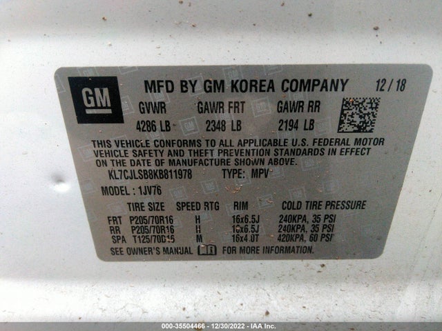 Chevrolet Trax Lt 2019 KL7CJLSB8KB811978 Image 10