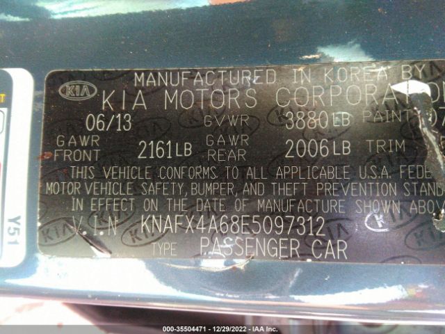 KNAFX4A68E5097312 KIA FORTE LX