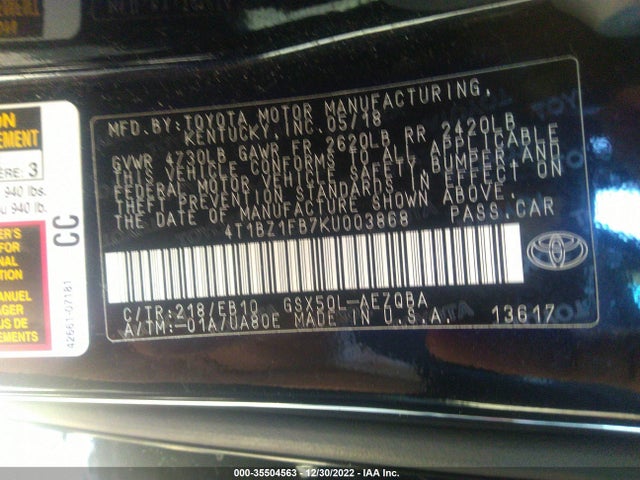 2019 Toyota Avalon, VIN: 4T1BZ1FB7KU003868
