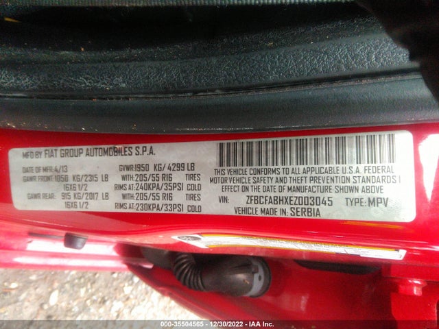 ZFBCFABHXEZ003045 Fiat 500l Easy