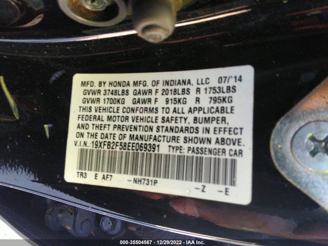 Honda Civic Sedan Lx 2014 19XFB2F58EE069391 Image 9