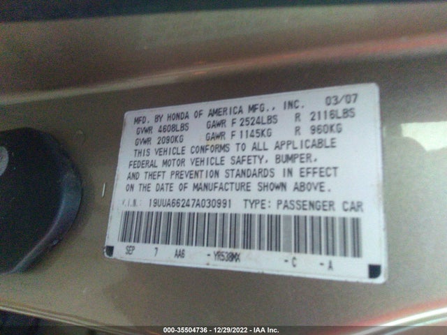 Acura TL 2007 19UUA66247A030991 Image 11