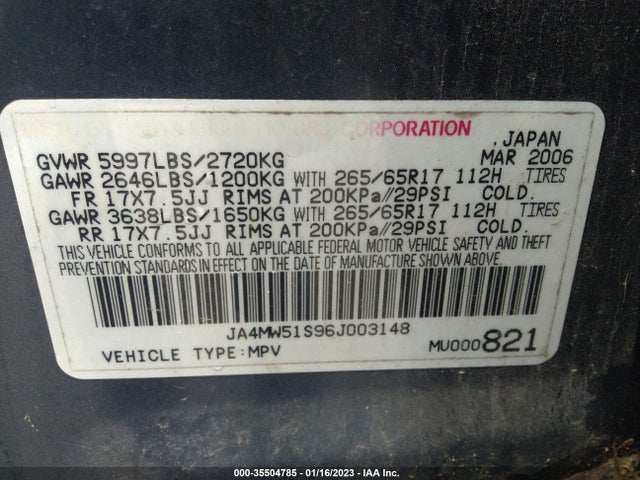 JA4MW51S96J003148 Mitsubishi Montero