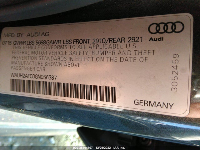 2016 Audi S6, VIN: WAUH2AFC0GN056387