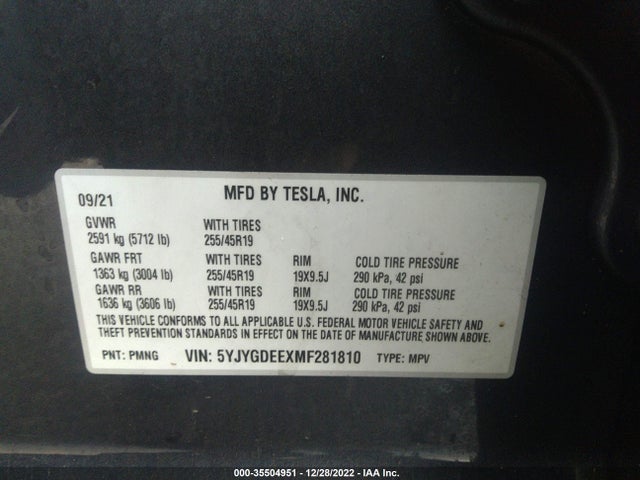 Tesla Model Y 2021 5YJYGDEEXMF281810 Image 10