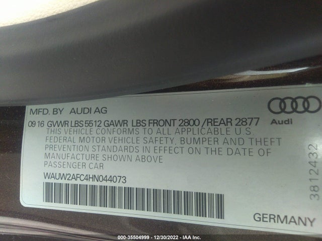 2017 Audi S7, VIN: WAUW2AFC4HN044073