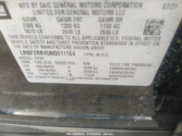 LRBFZRR45ND011164 Buick Envision Avenir