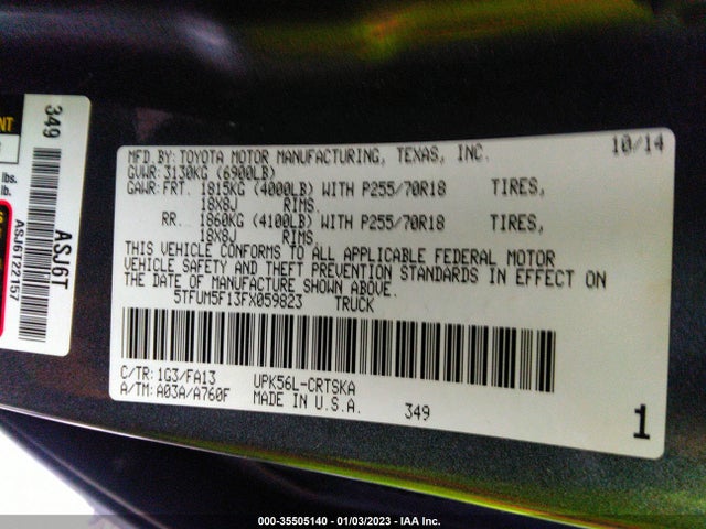 2015 Toyota Tundra, VIN: 5TFUM5F13FX059823