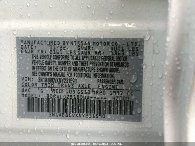 3N1AB8CVXNY231590 Nissan SENTRA SV