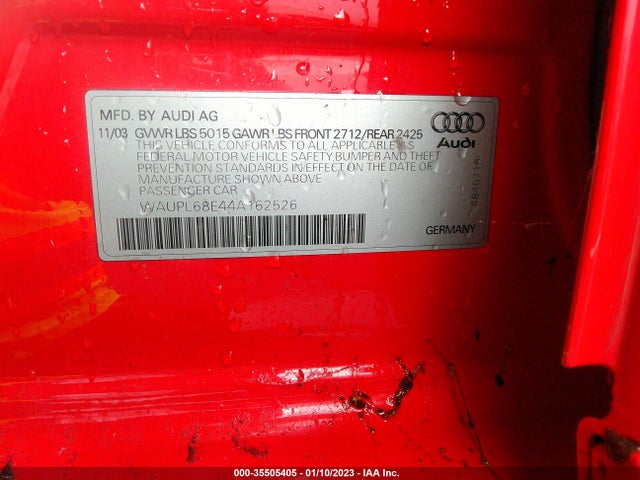 Audi S4 2004 WAUPL68E44A162526 Image 10