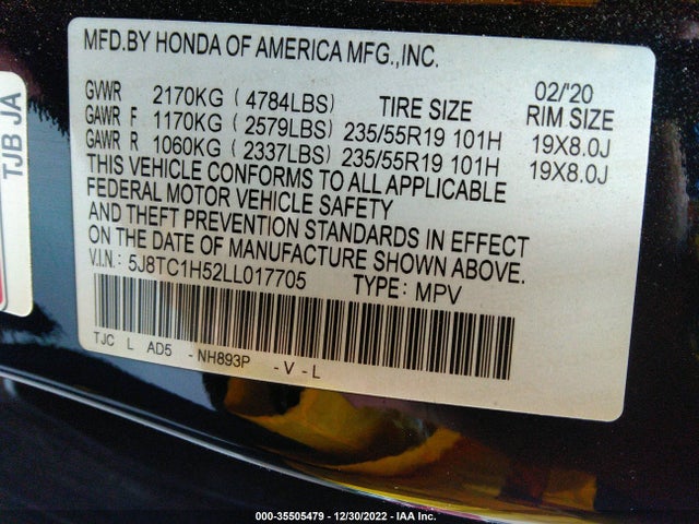 2020 Acura RDX, VIN: 5J8TC1H52LL017705