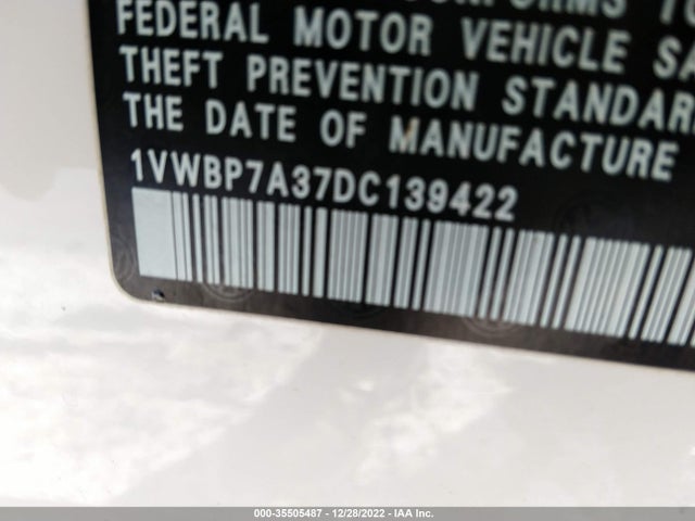 1VWBP7A37DC139422 Volkswagen Passat Se W/sunroof & Nav