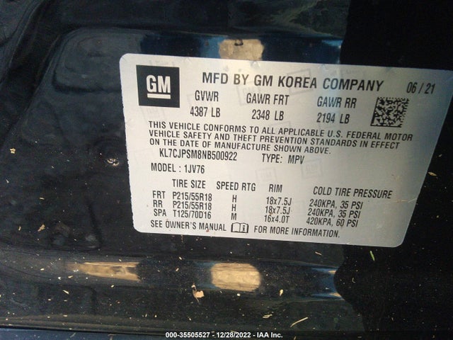 Chevrolet Trax Lt 2022 KL7CJPSM8NB500922 Image 9