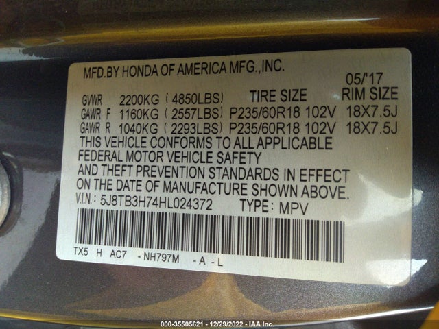 Acura Rdx W/advance Pkg 2017 5J8TB3H74HL024372 Image 9