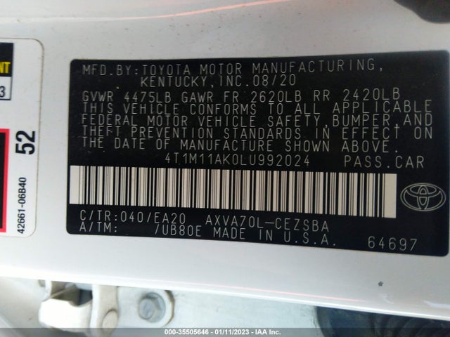 2020 Toyota Camry, VIN: 4T1M11AK0LU992024