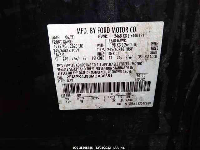 2021 Ford Edge, VIN: 2FMPK4J93MBA36651