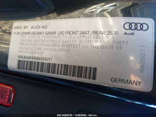 WAUEAAF45MA030031 Audi A4 SEDAN