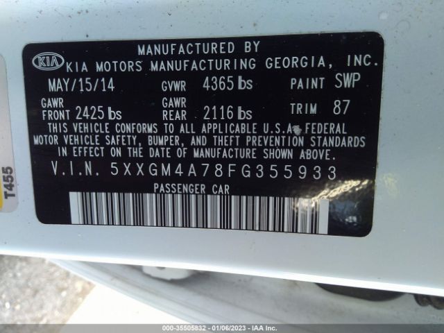 5XXGM4A78FG355933 KIA Optima Lx