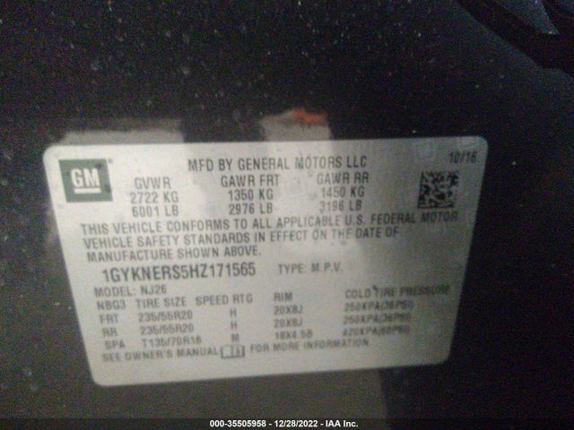 2017 Cadillac XT5, VIN: 1GYKNERS5HZ171565