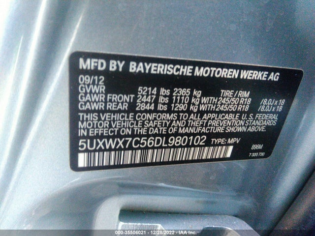 BMW X3 Xdrive35i 2013 5UXWX7C56DL980102 Image 10