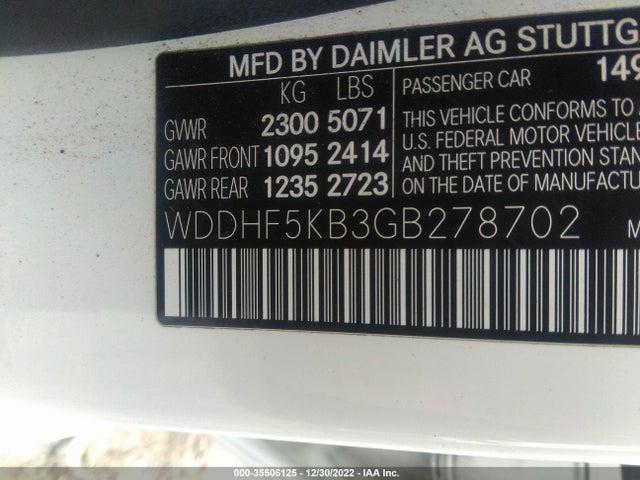 2016 Mercedes-Benz E-Class, VIN: WDDHF5KB3GB278702
