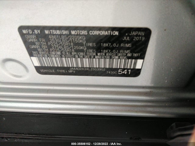 JA4AD2A3XLZ003902 Mitsubishi Outlander Es