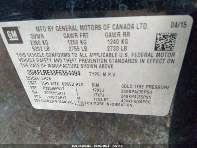 GMC Terrain Sle 2015 2GKFLRE33F6354494 Image 9