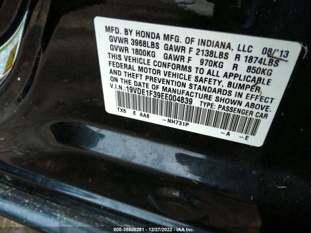 Acura ILX 2014 19VDE1F39EE004839 Image 9