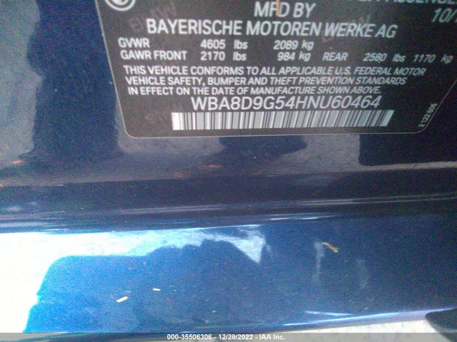 2017 BMW 3 Series, VIN: WBA8D9G54HNU60464