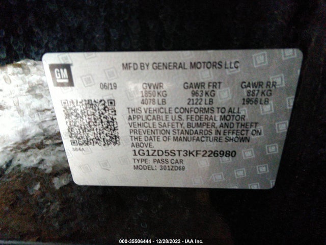 Chevrolet MALIBU LT 2019 1G1ZD5ST3KF226980 Image 10